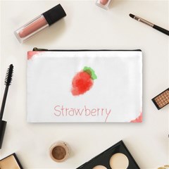 Strawbery Fruit Watercolor Painted Cosmetic Bag (medium) by Mariart