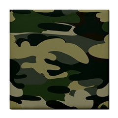 Green Military Camouflage Pattern Tile Coaster by fashionpod