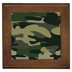 Green Military Camouflage Pattern Framed Tile Front