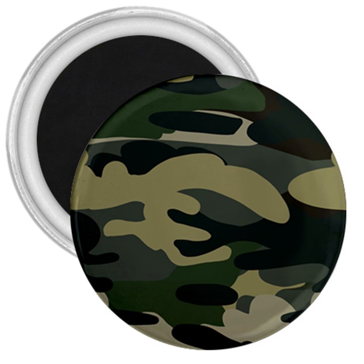 Green Military Camouflage Pattern 3  Magnets