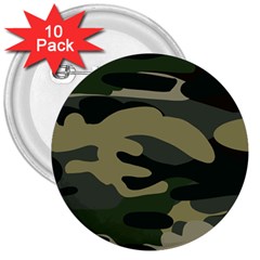 Green Military Camouflage Pattern 3  Buttons (10 Pack)  by fashionpod