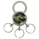 Green Military Camouflage Pattern 3-Ring Key Chain Front