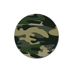 Green Military Camouflage Pattern Magnet 3  (round)