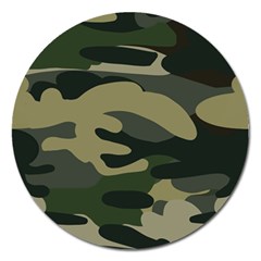 Green Military Camouflage Pattern Magnet 5  (round) by fashionpod