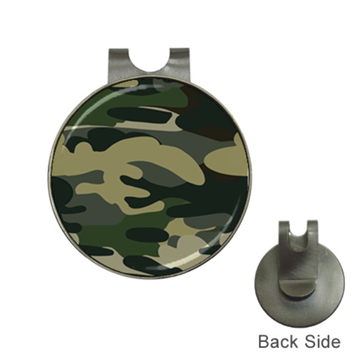 Green Military Camouflage Pattern Hat Clips with Golf Markers