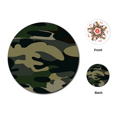 Green Military Camouflage Pattern Playing Cards Single Design (round)