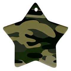 Green Military Camouflage Pattern Star Ornament (two Sides) by fashionpod