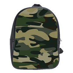 Green Military Camouflage Pattern School Bag (large) by fashionpod