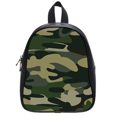 Green Military Camouflage Pattern School Bag (small) by fashionpod