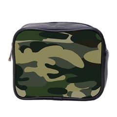 Green Military Camouflage Pattern Mini Toiletries Bag (two Sides) by fashionpod