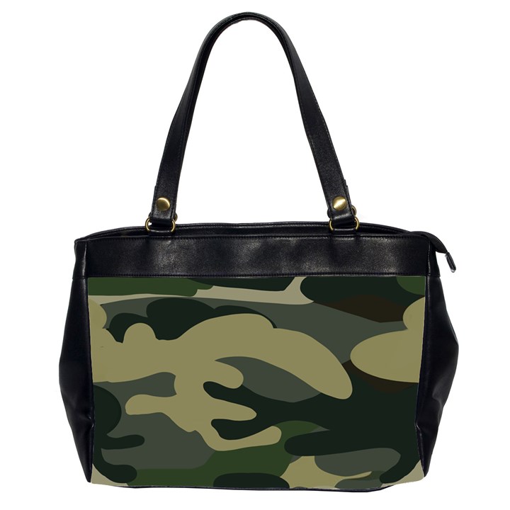 Green Military Camouflage Pattern Oversize Office Handbag (2 Sides)