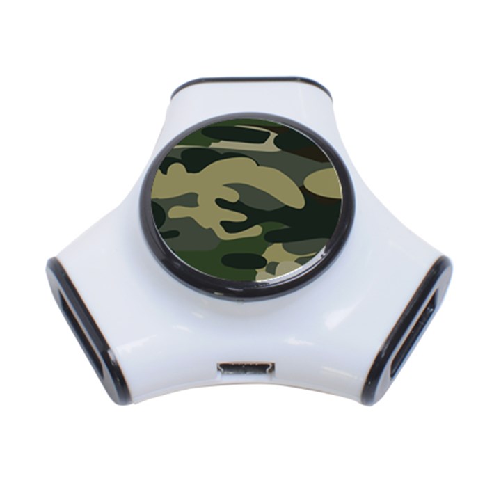 Green Military Camouflage Pattern 3-Port USB Hub