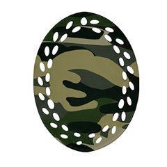 Green Military Camouflage Pattern Ornament (oval Filigree) by fashionpod