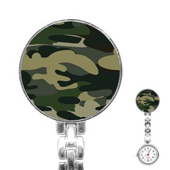 Green Military Camouflage Pattern Stainless Steel Nurses Watch by fashionpod