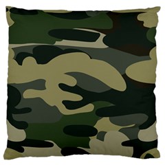 Green Military Camouflage Pattern Large Flano Cushion Case (one Side) by fashionpod