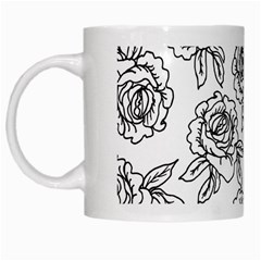 Line Art Black And White Rose White Mugs by MintanArt