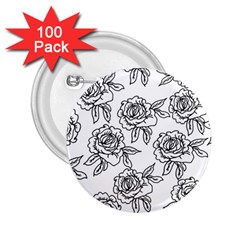 Line Art Black And White Rose 2 25  Buttons (100 Pack)  by MintanArt