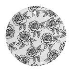 Line Art Black And White Rose Round Ornament (Two Sides) Back