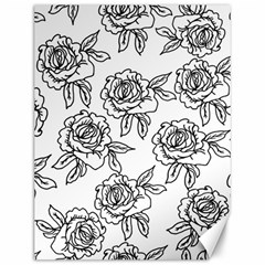 Line Art Black And White Rose Canvas 12  X 16  by MintanArt