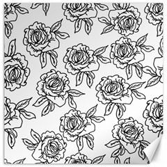 Line Art Black And White Rose Canvas 20  X 20  by MintanArt