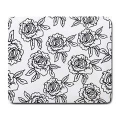 Line Art Black And White Rose Large Mousepads by MintanArt