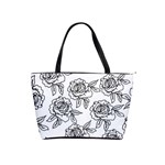 Line Art Black And White Rose Classic Shoulder Handbag Front