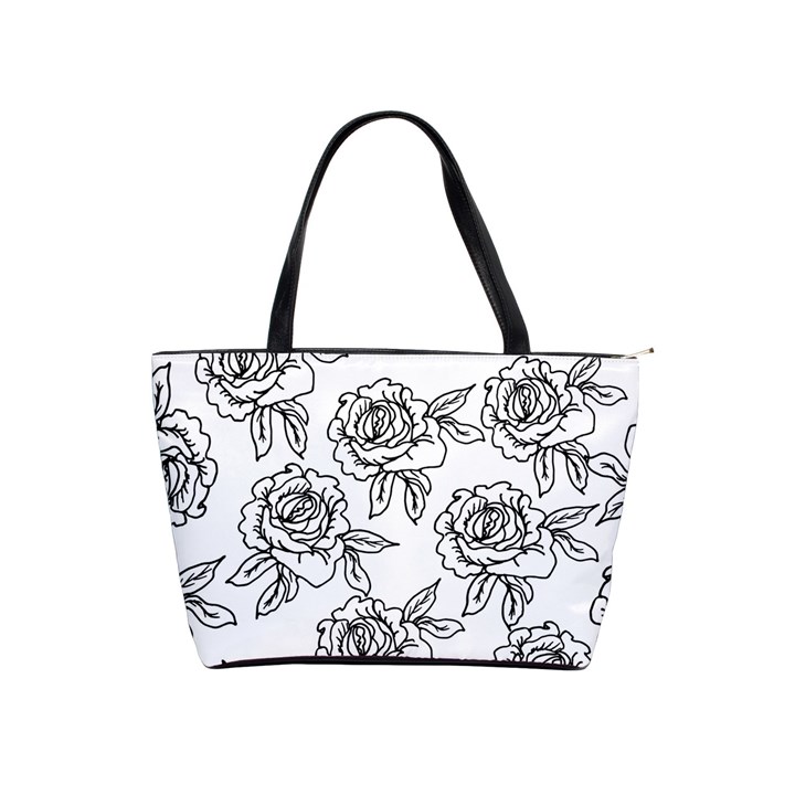 Line Art Black And White Rose Classic Shoulder Handbag