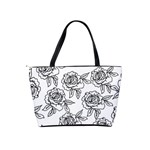 Line Art Black And White Rose Classic Shoulder Handbag Back