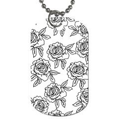 Line Art Black And White Rose Dog Tag (two Sides) by MintanArt