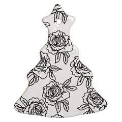 Line Art Black And White Rose Ornament (christmas Tree)  by MintanArt