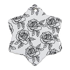 Line Art Black And White Rose Snowflake Ornament (two Sides) by MintanArt