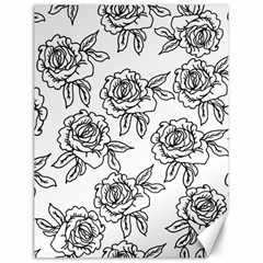 Line Art Black And White Rose Canvas 18  X 24  by MintanArt