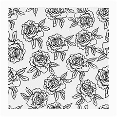 Line Art Black And White Rose Medium Glasses Cloth (2 Sides)