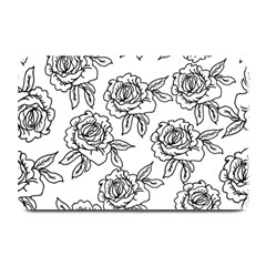 Line Art Black And White Rose Plate Mats by MintanArt