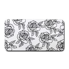 Line Art Black And White Rose Medium Bar Mats by MintanArt