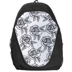 Line Art Black And White Rose Backpack Bag