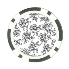 Line Art Black And White Rose Poker Chip Card Guard (10 Pack) by MintanArt