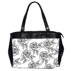 Line Art Black And White Rose Oversize Office Handbag (2 Sides) by MintanArt