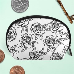 Line Art Black And White Rose Accessory Pouch (large)