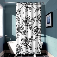 Line Art Black And White Rose Shower Curtain 36  X 72  (stall)  by MintanArt