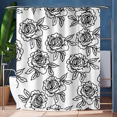 Line Art Black And White Rose Shower Curtain 60  X 72  (medium)  by MintanArt