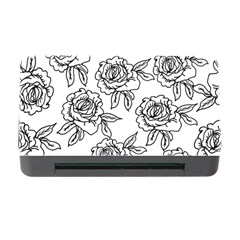 Line Art Black And White Rose Memory Card Reader With Cf by MintanArt