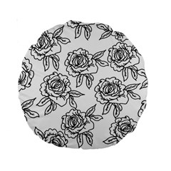 Line Art Black And White Rose Standard 15  Premium Round Cushions