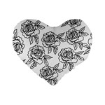 Line Art Black And White Rose Standard 16  Premium Heart Shape Cushions Front