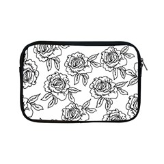 Line Art Black And White Rose Apple Ipad Mini Zipper Cases by MintanArt