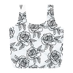 Line Art Black And White Rose Full Print Recycle Bag (l) by MintanArt