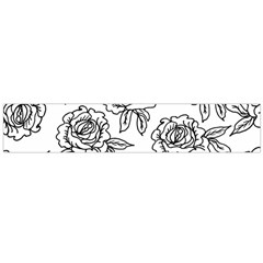 Line Art Black And White Rose Large Flano Scarf  by MintanArt