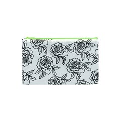 Line Art Black And White Rose Cosmetic Bag (xs) by MintanArt