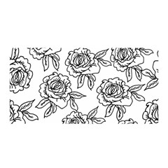 Line Art Black And White Rose Satin Wrap by MintanArt