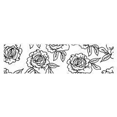 Line Art Black And White Rose Satin Scarf (oblong) by MintanArt